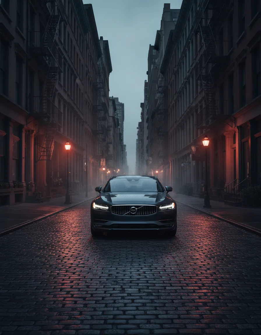 Volvo parked seamlessly on a tight New York city street