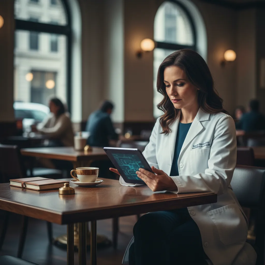A healthcare professional smiling in a calm environment, representing strategic vehicle guidance