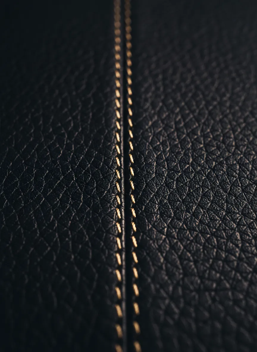 Desaturated, polished interior car leather grain