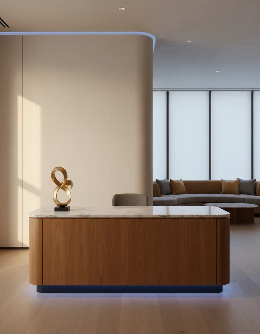 Refined interior space representing a calm concierge environment
