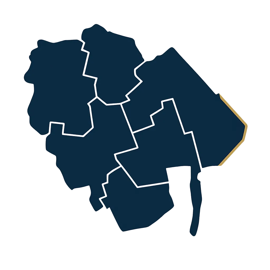 Stylized map of Whitestone and Northeast Queens service area for NYAutoBroker.com