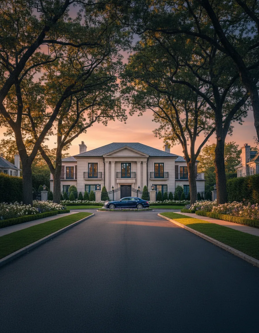 High-end residential neighborhood in Manhasset, Long Island