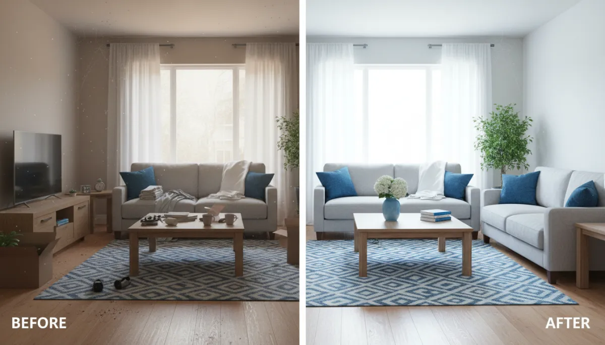 Clean and organized 1-story home living area