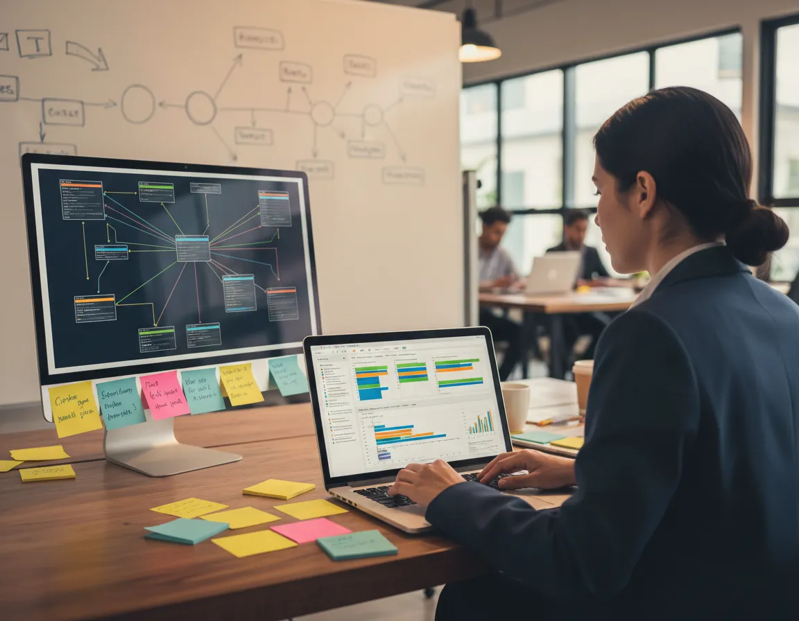 Gerente de proyecto coordinando implementacion de Business Central