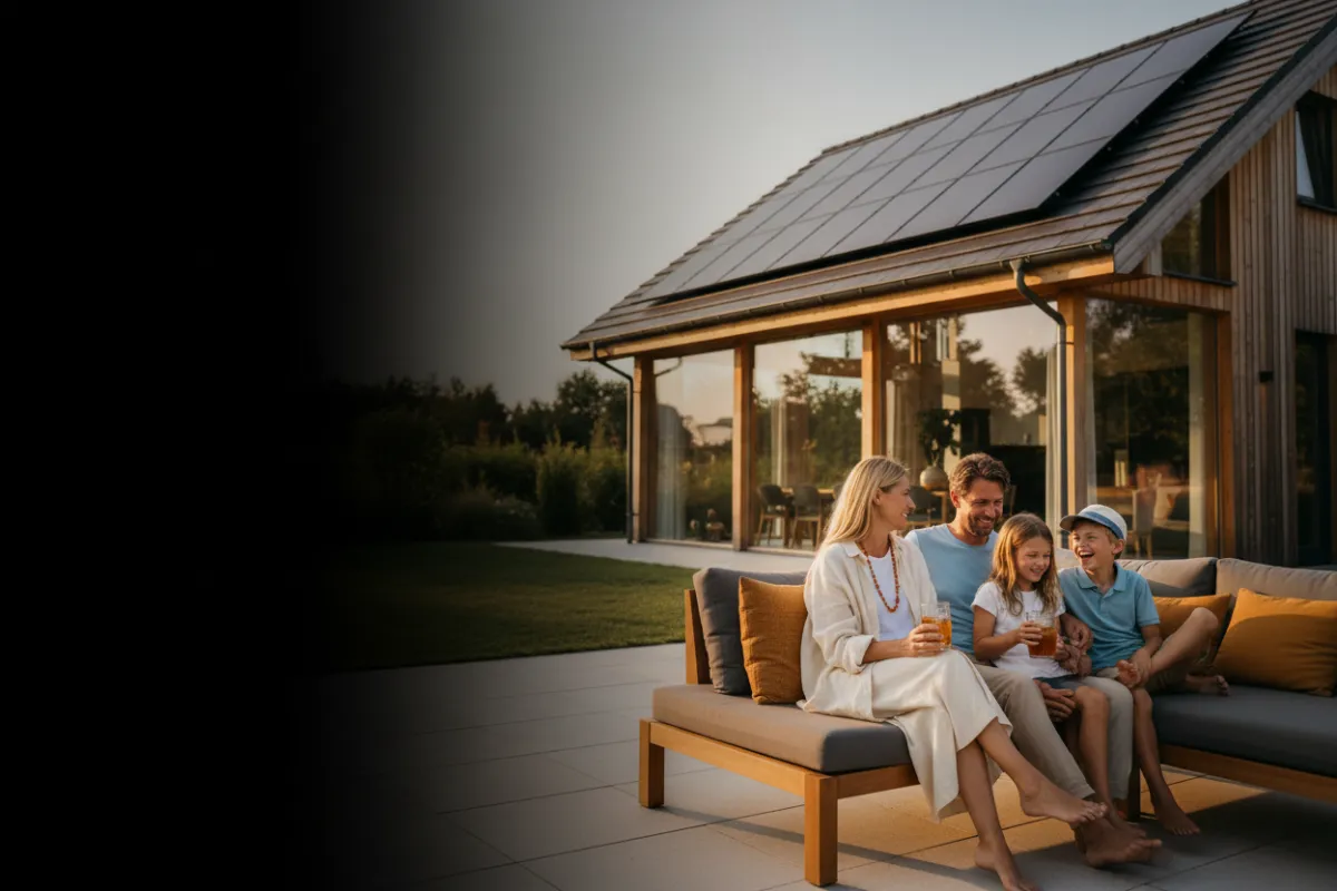 Family enjoying their solar-powered home