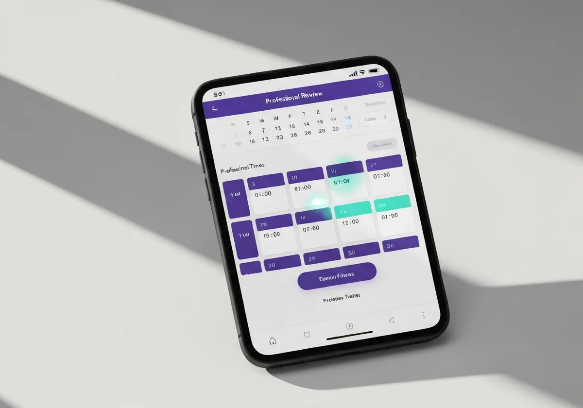 Calendar scheduling interface showing available professional review times