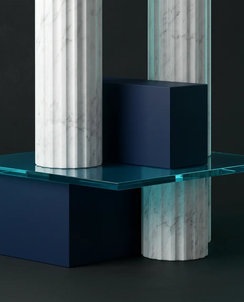 Structured architectural geometric pillar representing capital stability and foundation