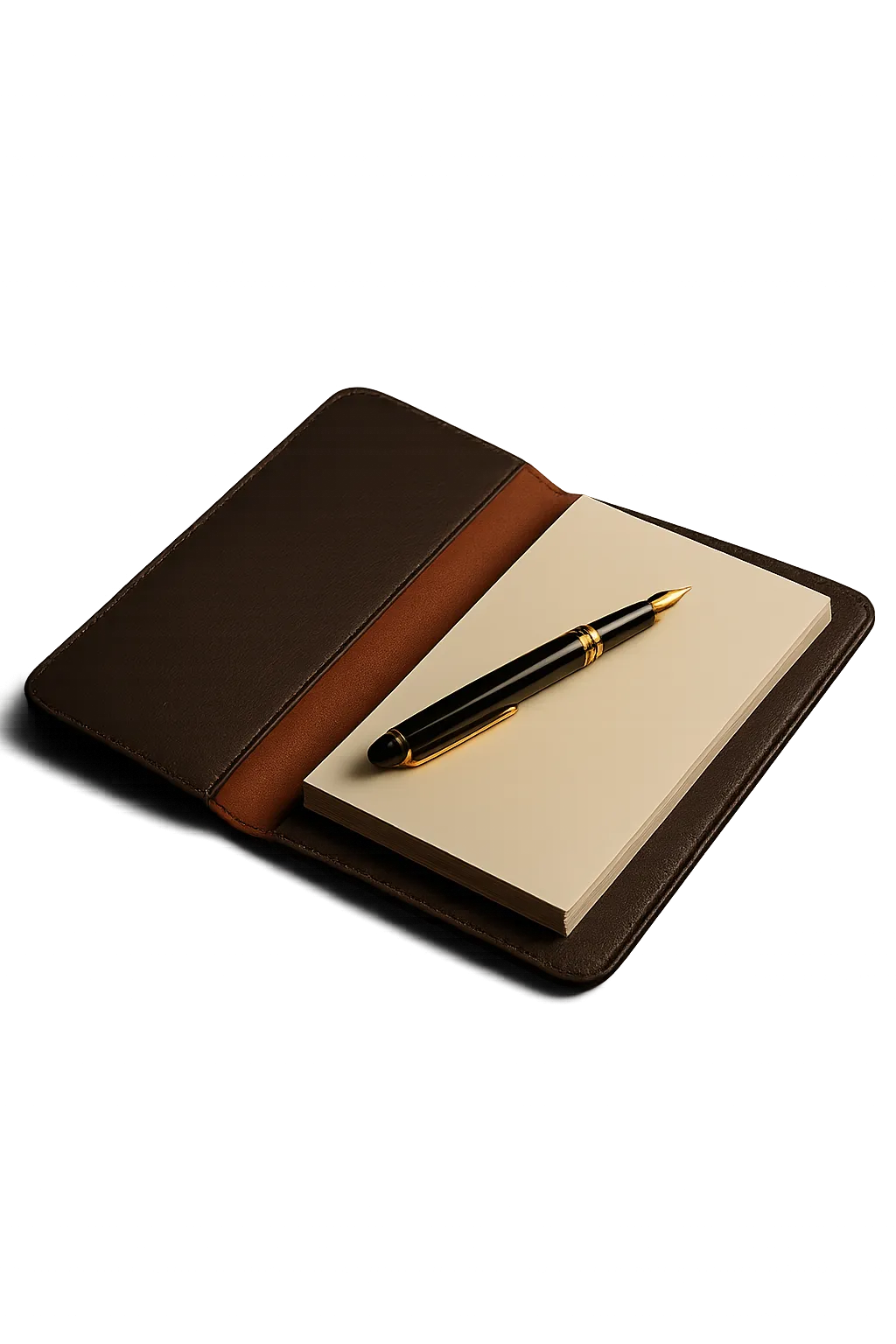 Professional loan signing setup with high-end fountain pen, notarized documents, and an official embosser seal