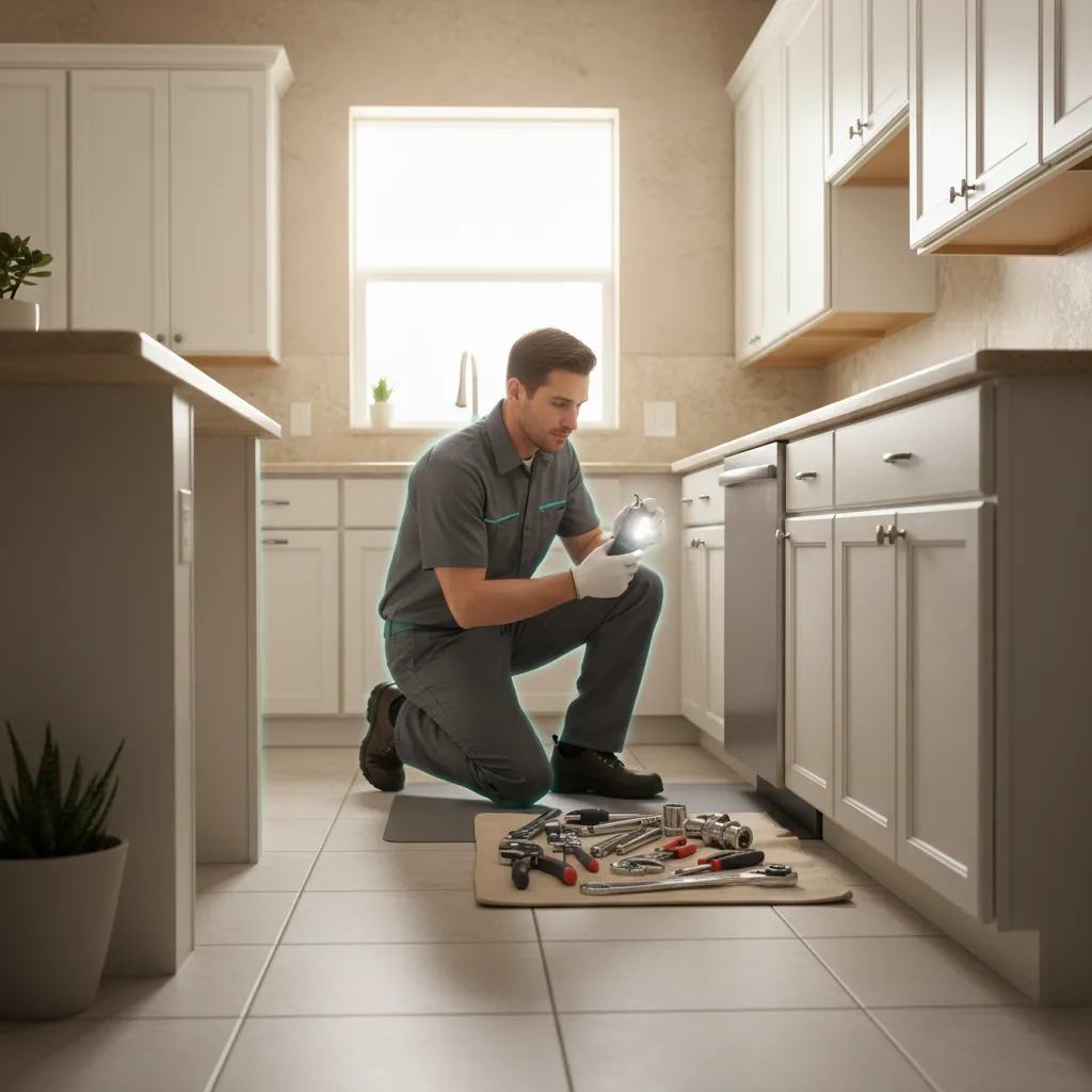 Professional plumber analyzing drain cleaning methods