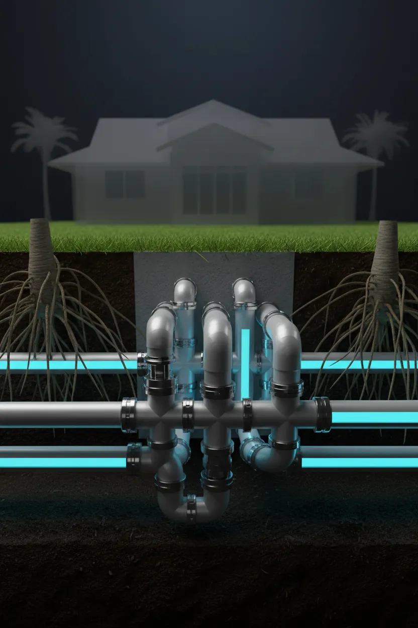 Conceptual illustration of underground pipes and water flow in Fort Myers