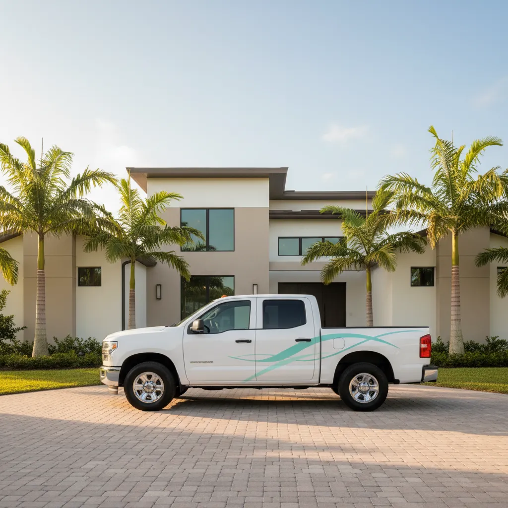 Clean My Plumbing Friends residential service truck parked in a Southwest Florida neighborhood