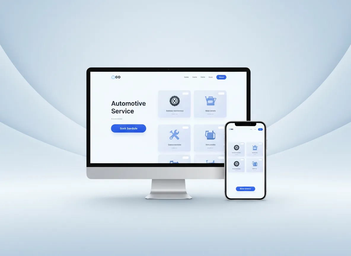 Mockup of modern automotive website across desktop and mobile