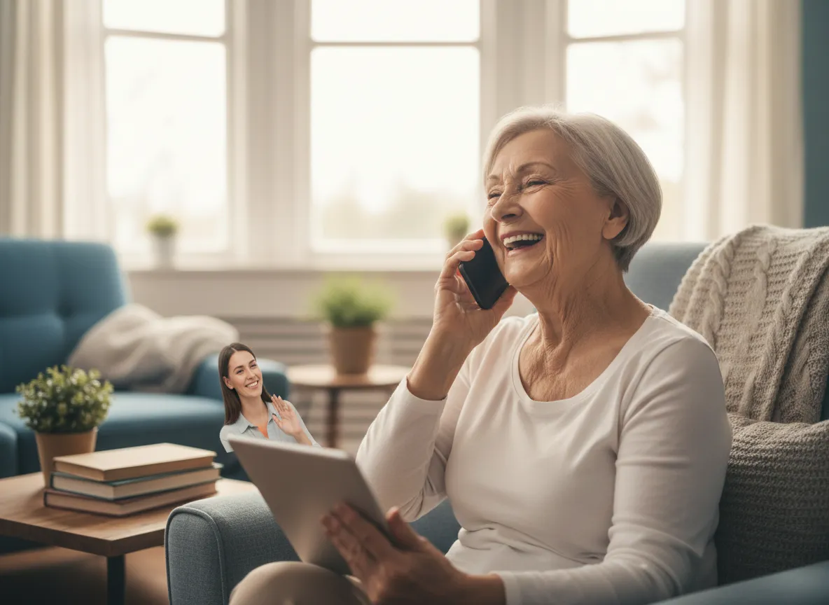 Senior woman smiling on the phone