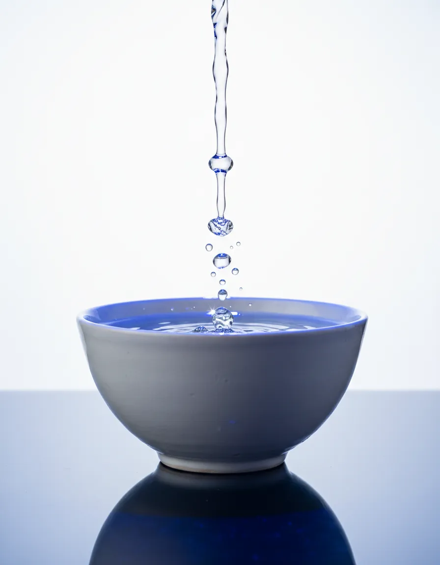 A steady stream of water filling a vessel representing immediate annuity income