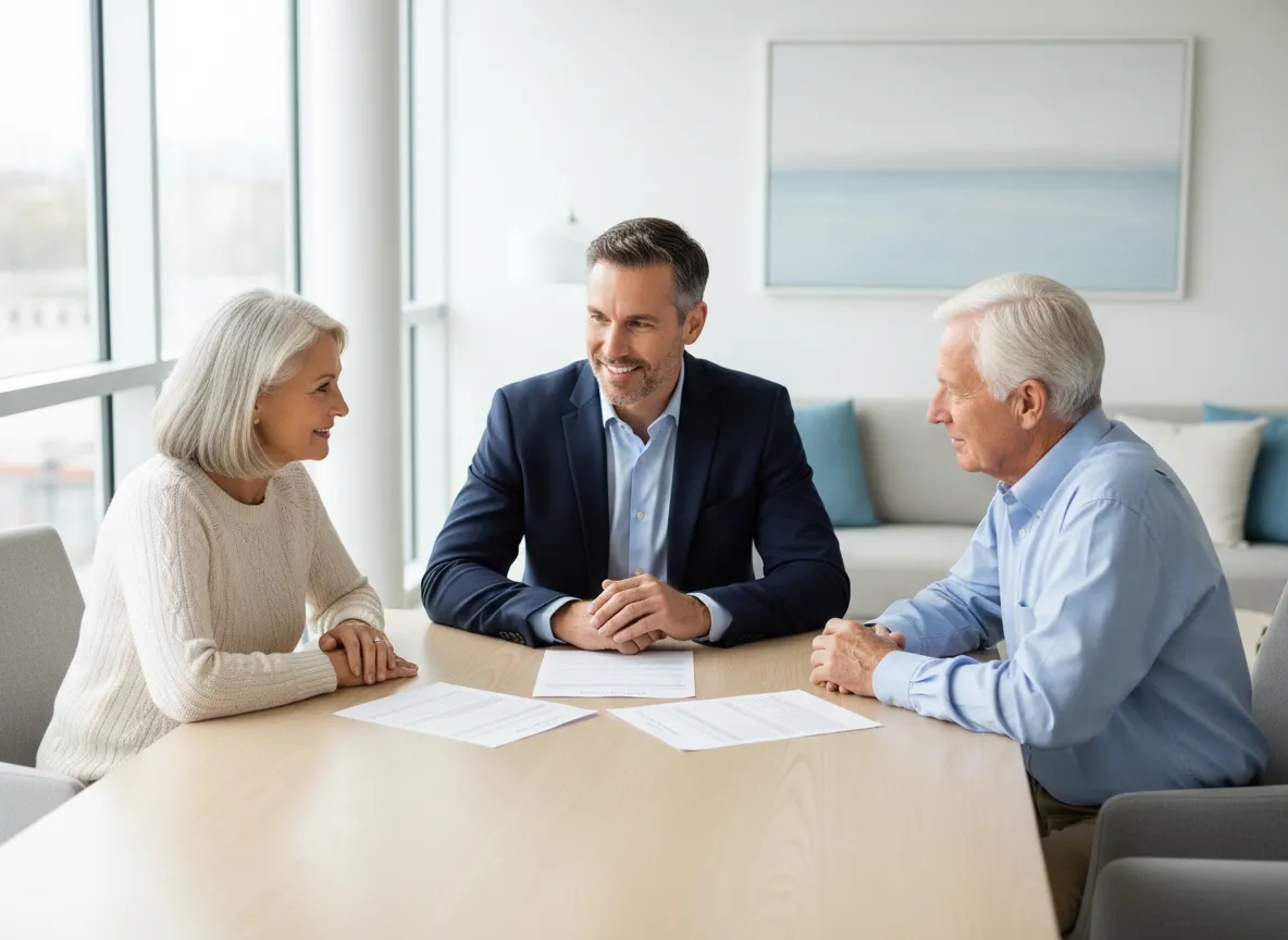 Advisor reviewing annuity options with retired couple