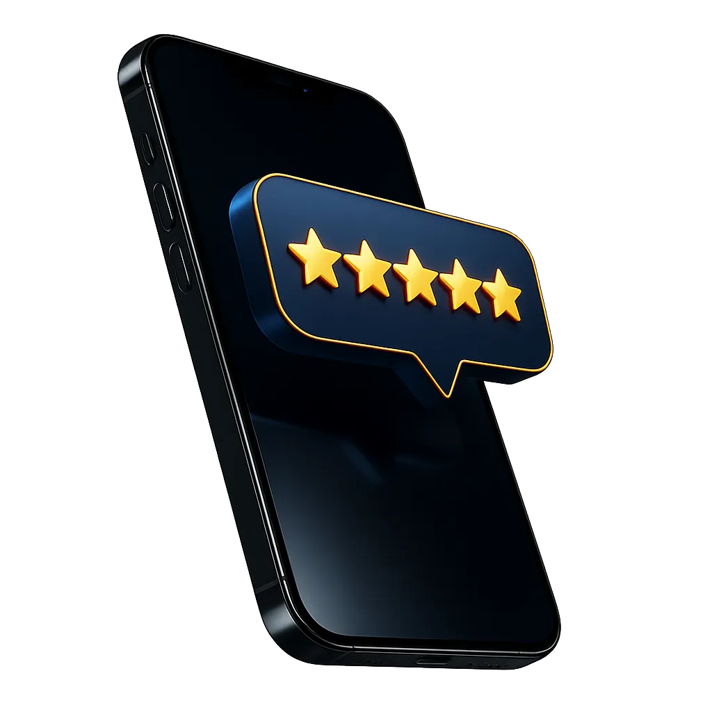 Smartphone showing automated 5-star Google Review notifications