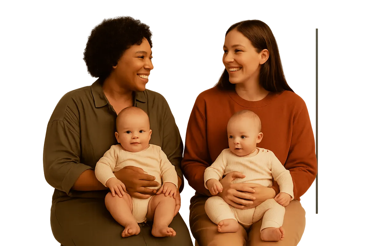Group of supportive moms with their babies resting and chatting post-workout