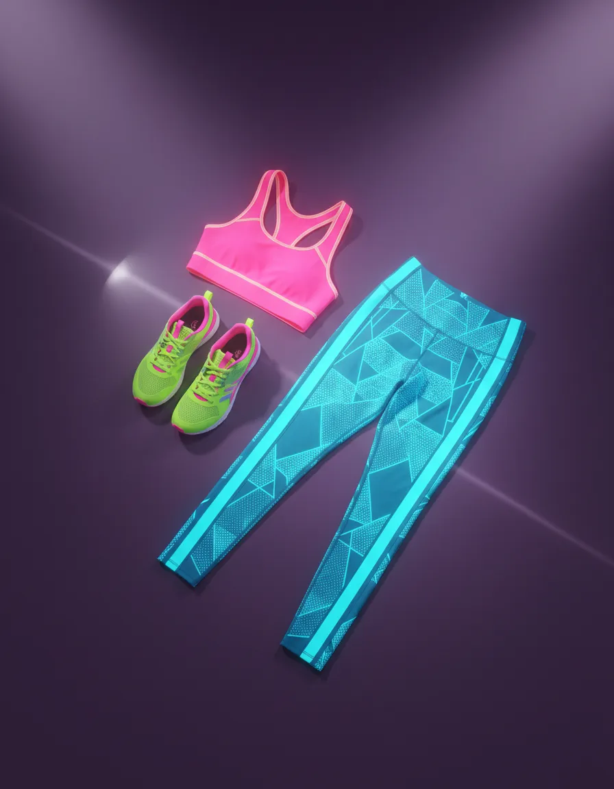 Women wearing neon tropical workout gear