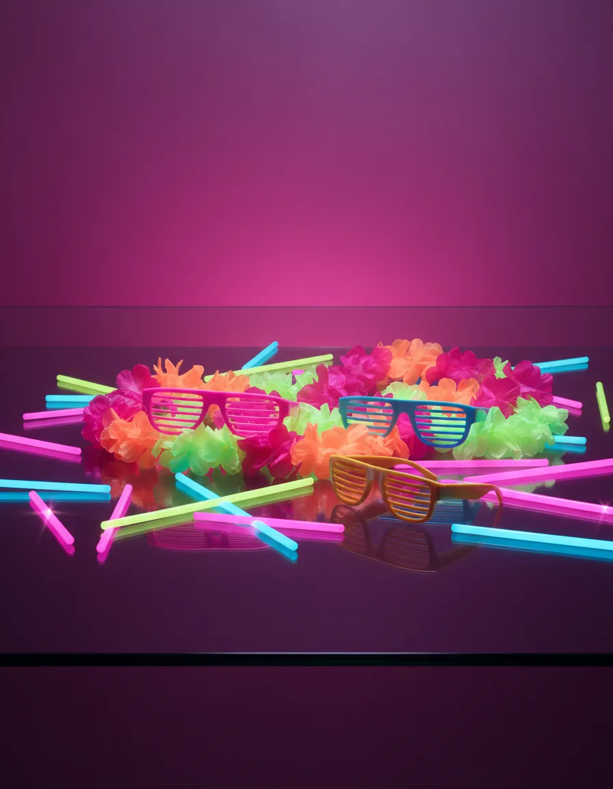 Tropical flower leis and glow stick accessories