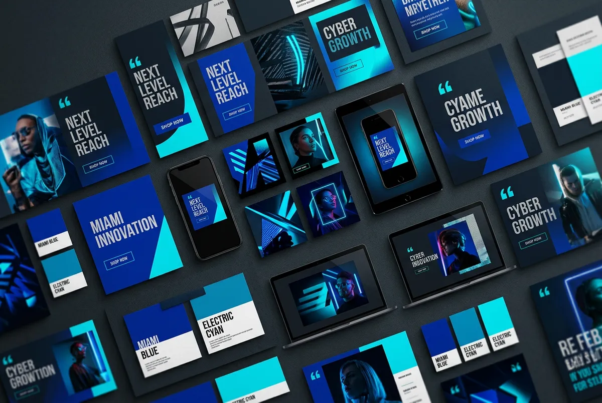 Advertising creative visual designs and high impact ad banners mockup presentation