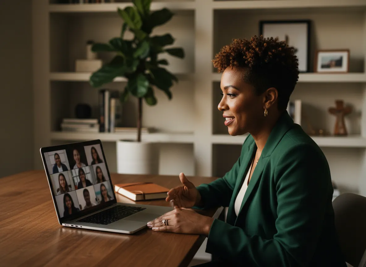 Dr. Marci Bryant teaching a virtual life coaching class