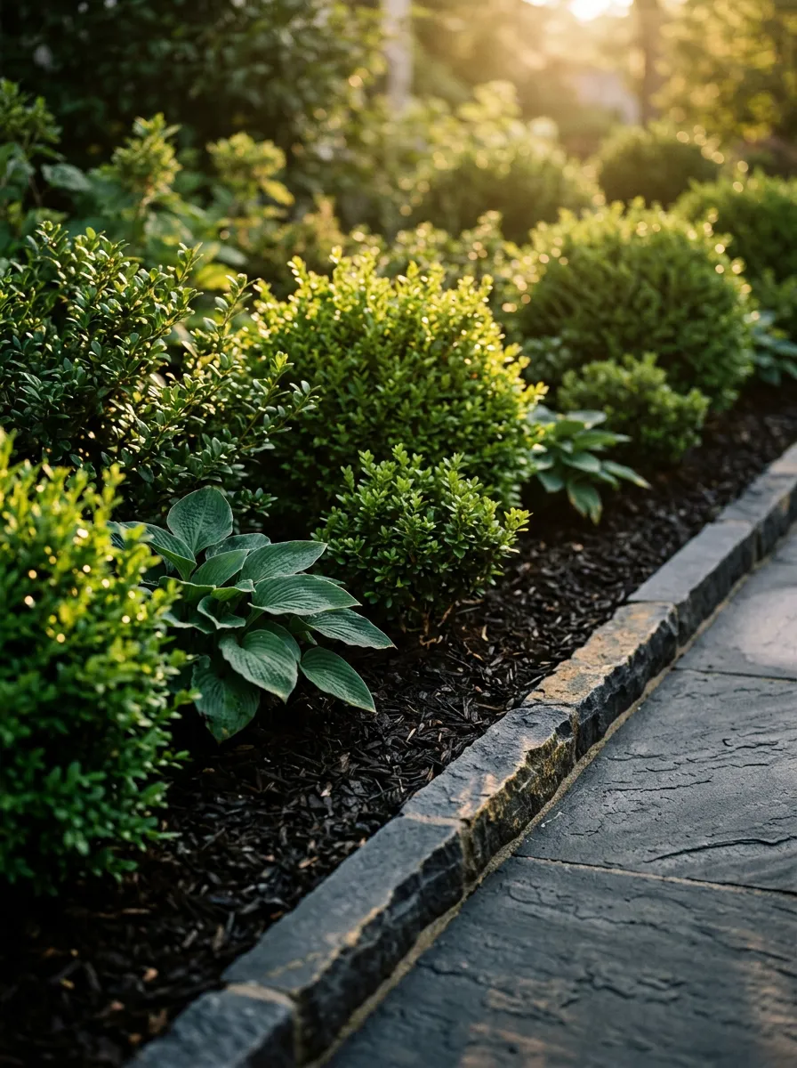 Immaculately manicured private estate grounds featuring sculpted hedges, clean architectural lines, and thriving ornamental gardens