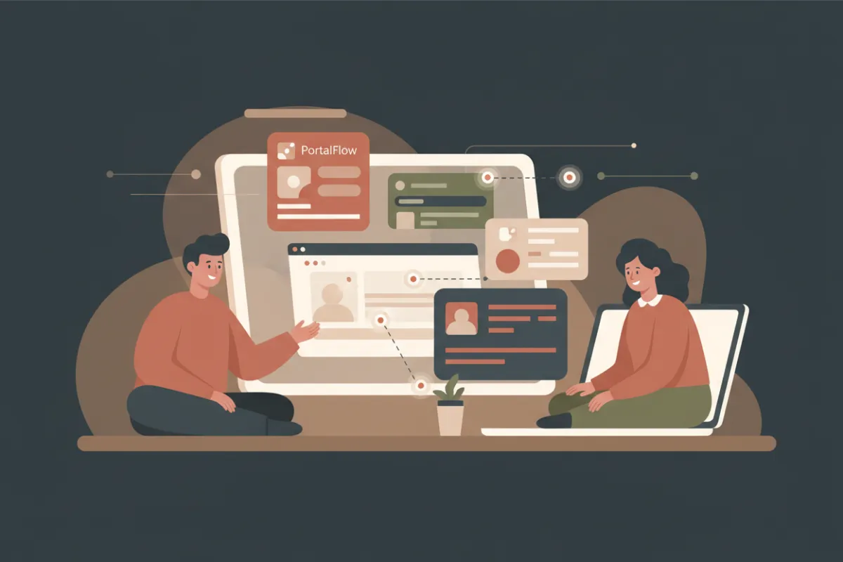 Sales rep and prospect viewing a synchronized SaaS demo UI with co-browsing and AI assistance.