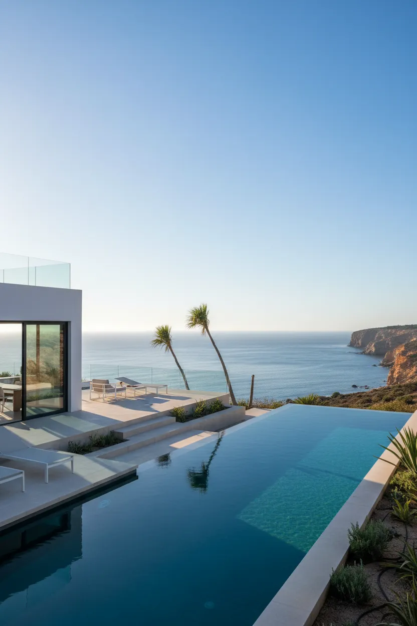Aerial view of the Algarve coastline with turquoise waters