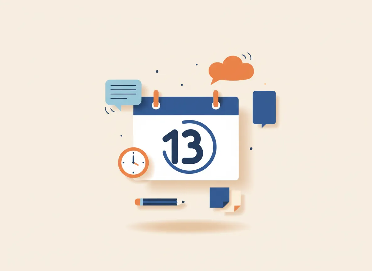 Illustration of a calendar with circled date and friendly reminder notes around it