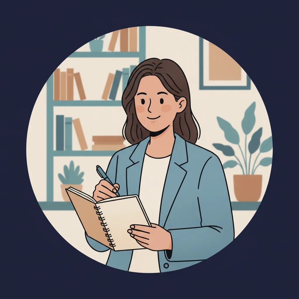 Friendly hand-drawn portrait style illustration of the webinar host