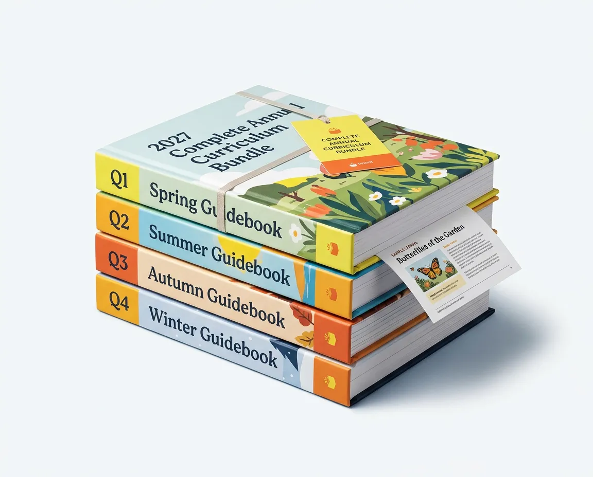 2027 Complete Annual Curriculum Bundle with all 4 quarters, teacher guides, and craft printables