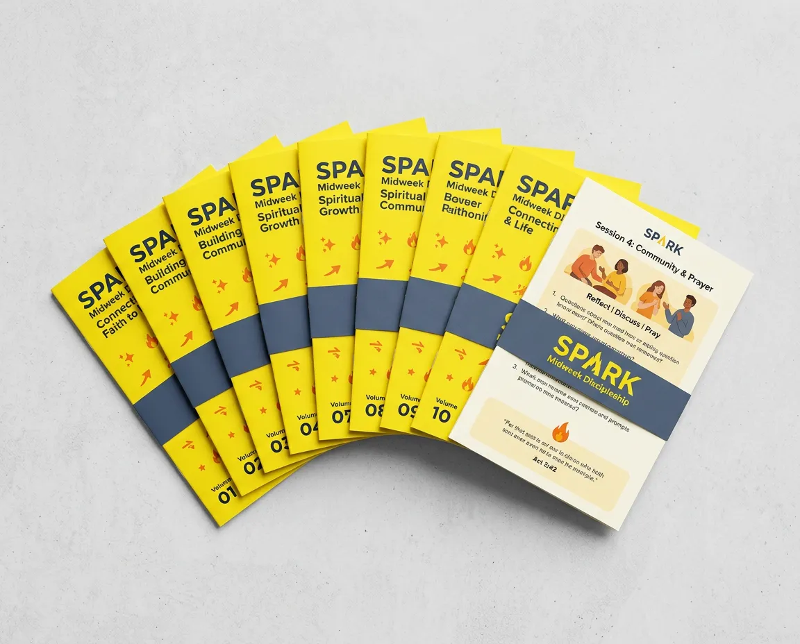 Spark Midweek Discipleship pack featuring interactive games, memory verses, and quick devotions