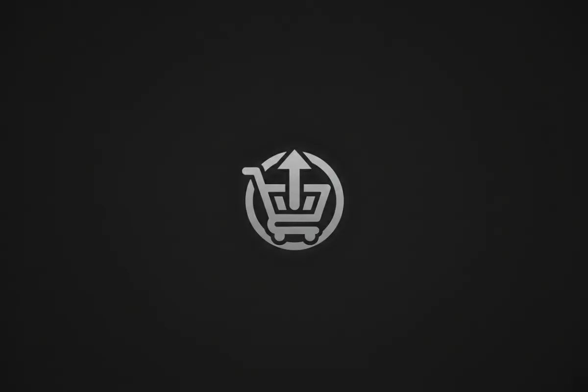 Logo eCommerce moderno, vector monocromo, 3:2 horizontal