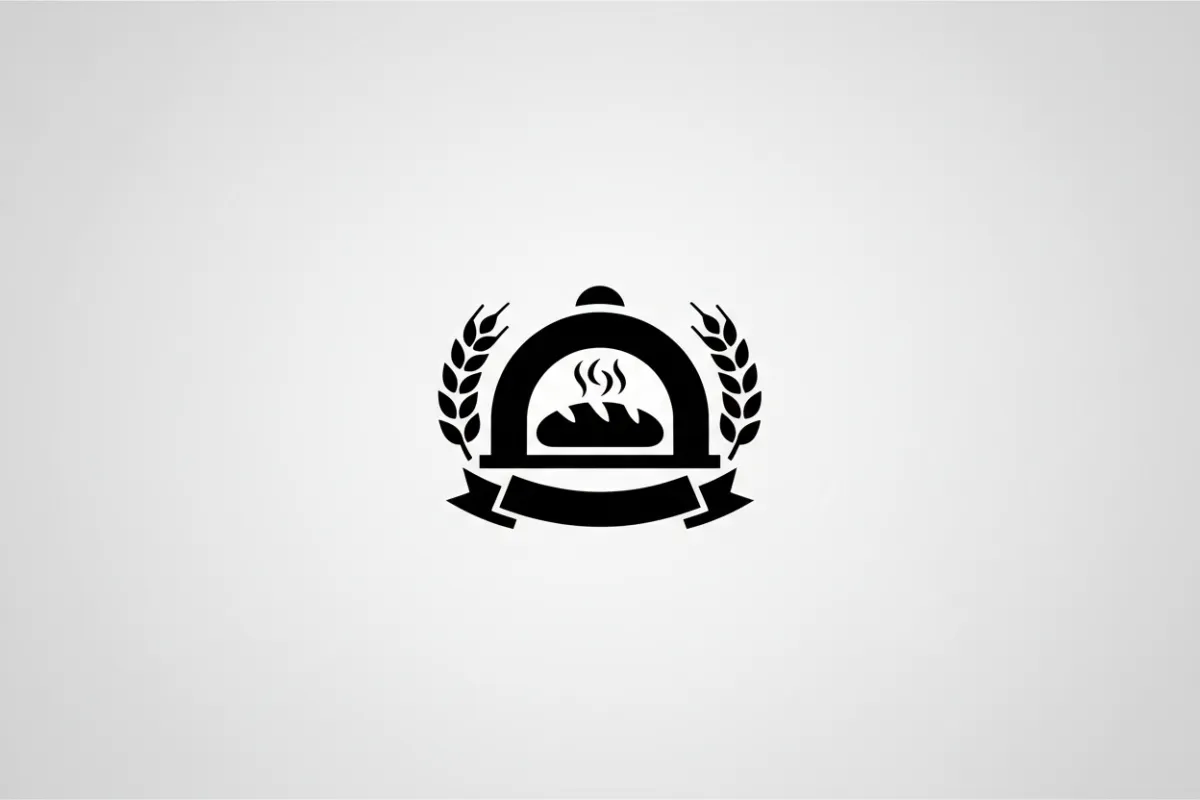 Logo de panadería local, vector monocromo, fondo neutro, 3:2 horizontal