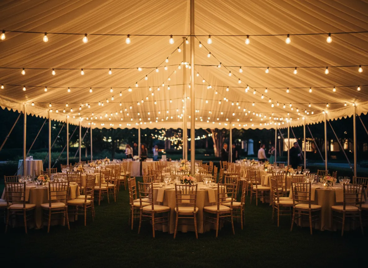 Evening event with warm string lighting
