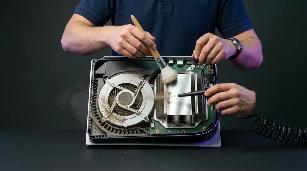 Console cooling system fan, heatsink cleaning, and thermal restoration