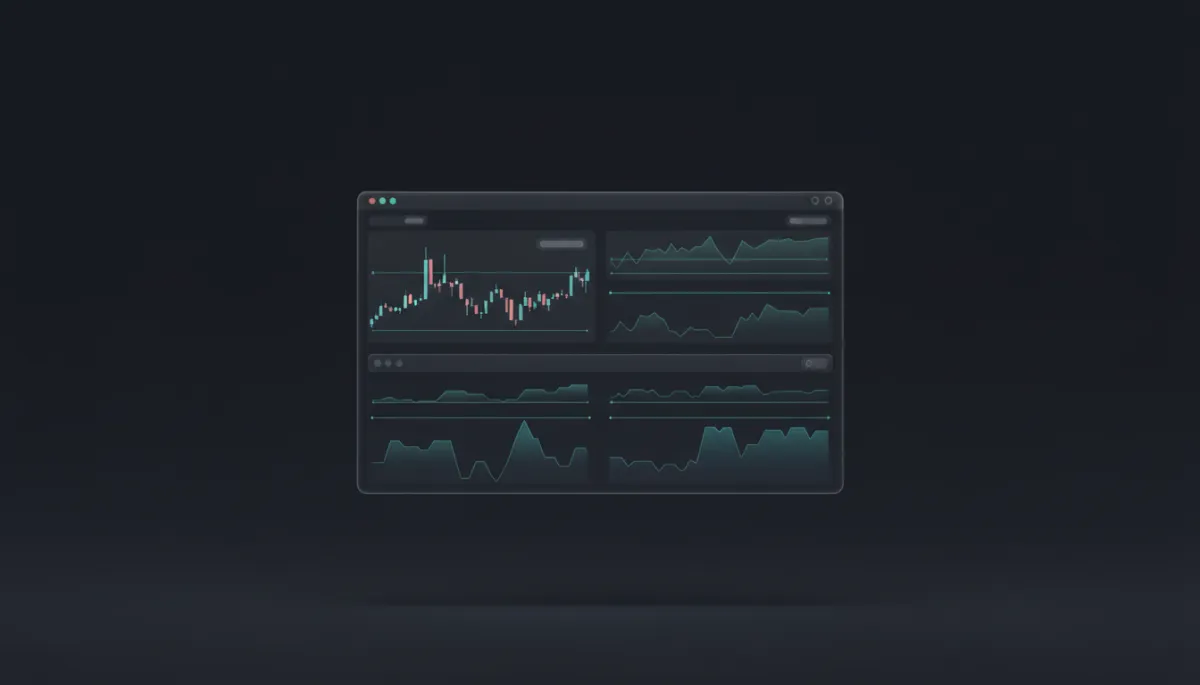 Clean modern trading dashboard illustration with calm teal accents