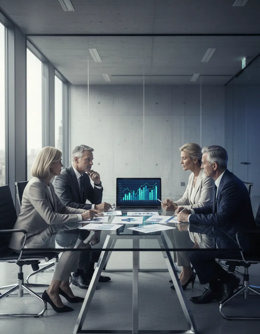 Profesionales senior de marketing analizando estrategia