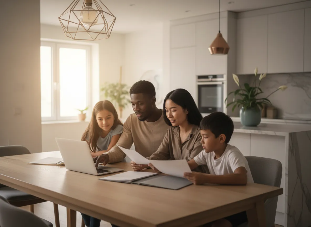 A couple reviewing benefit information on a laptop at home