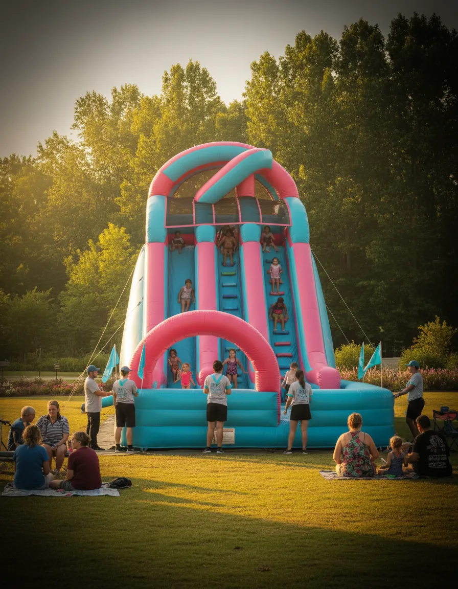A vibrant community scene in Rockmart showcasing family outdoor fun