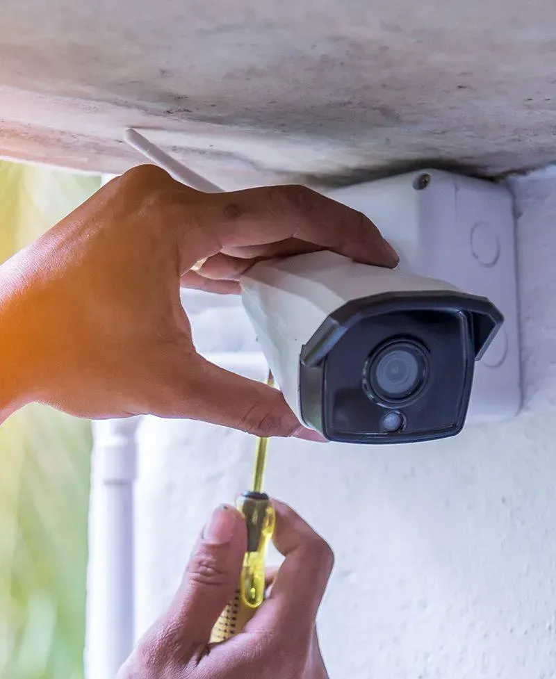 Security camera being installed