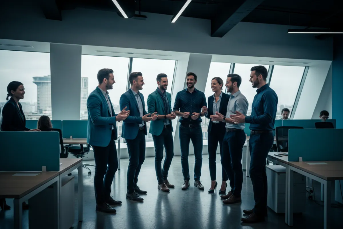 Thriving workplace team demonstrating connection and performance