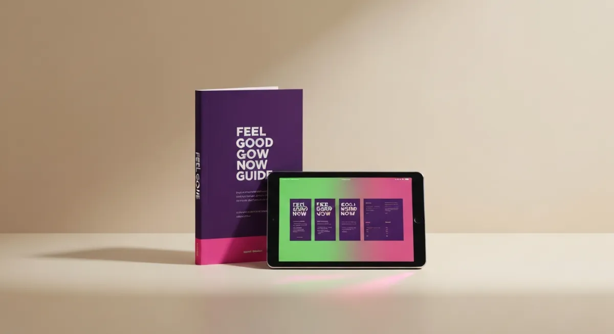 Dual-Format Feel Good Now Guides physical and digital mockups