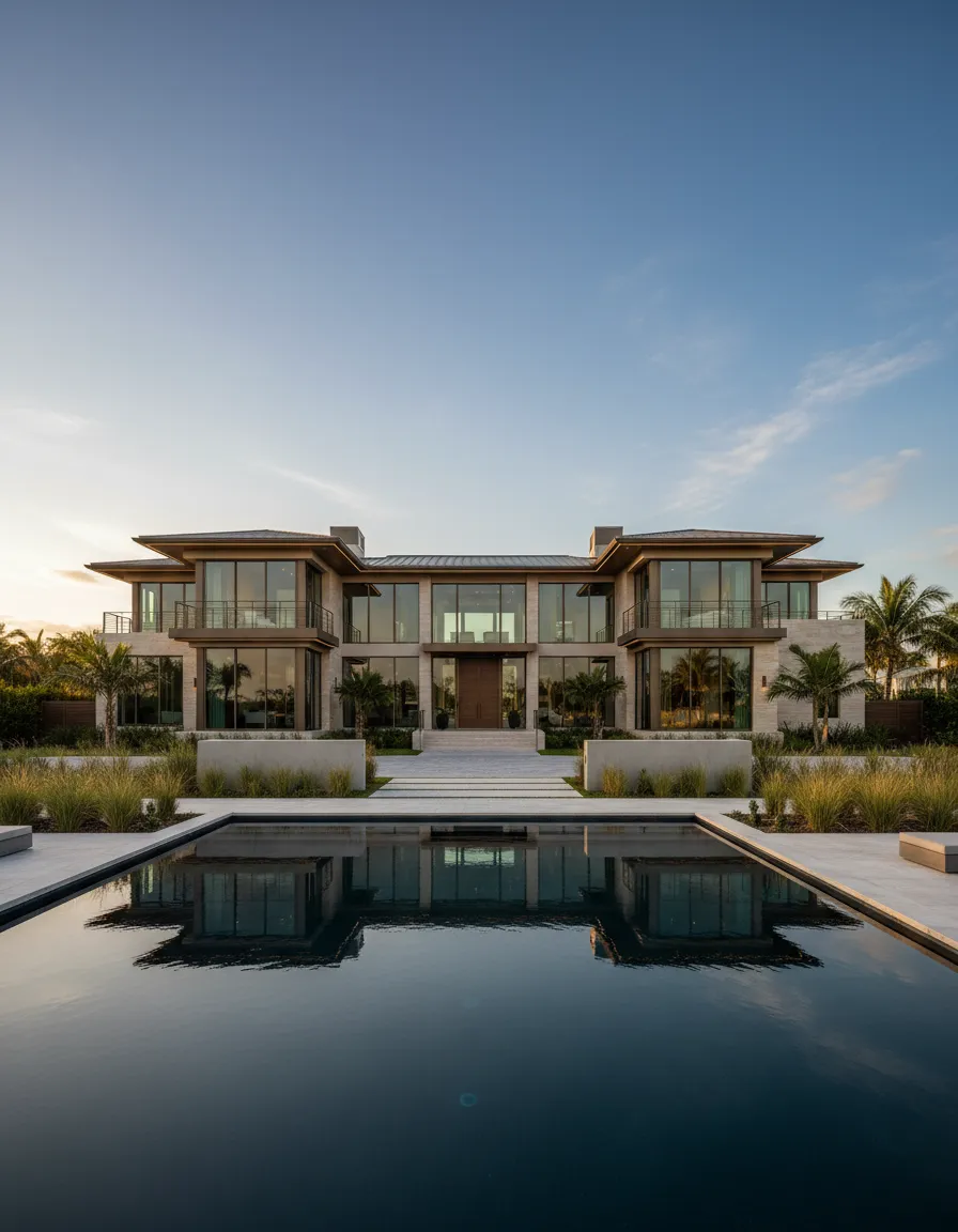 Architectural coastal luxury home exterior