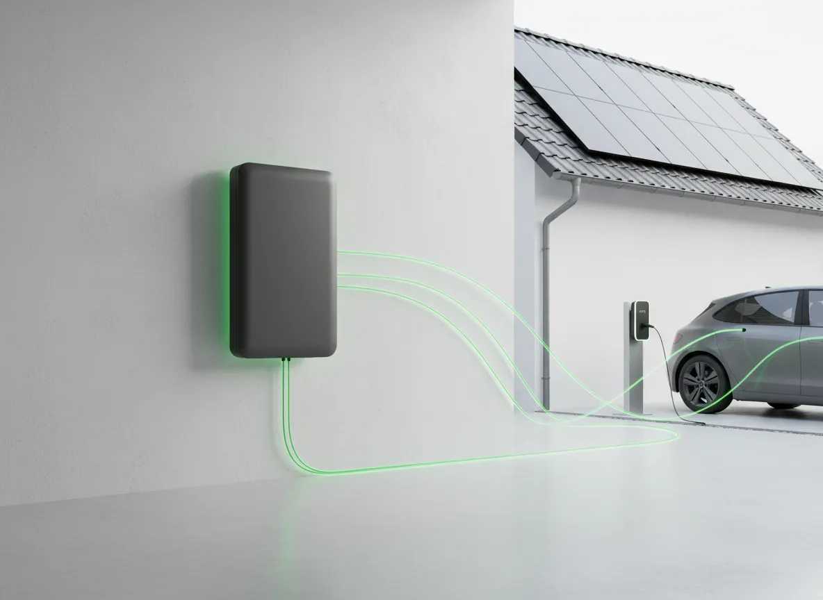 Visual: thuisbatterij met energieflow lijnen