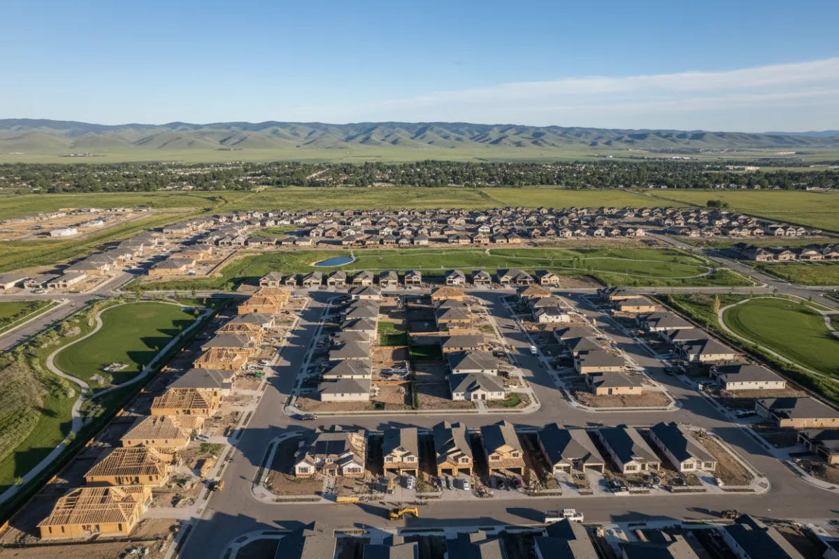 Aerial view of new home development in progress