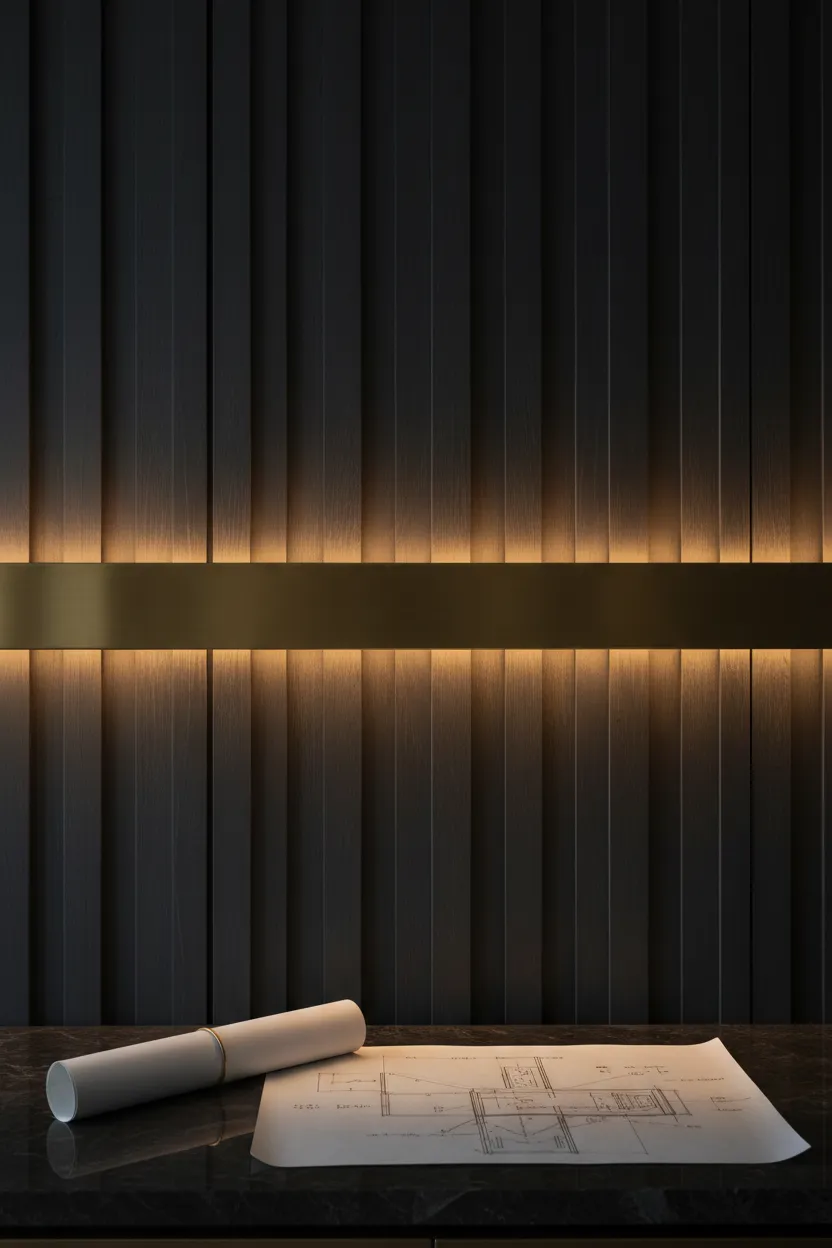 Architectural blueprint and interior structural detail