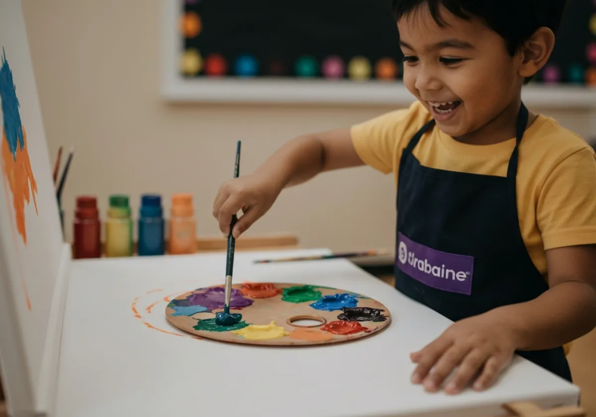 Children enjoying painting class