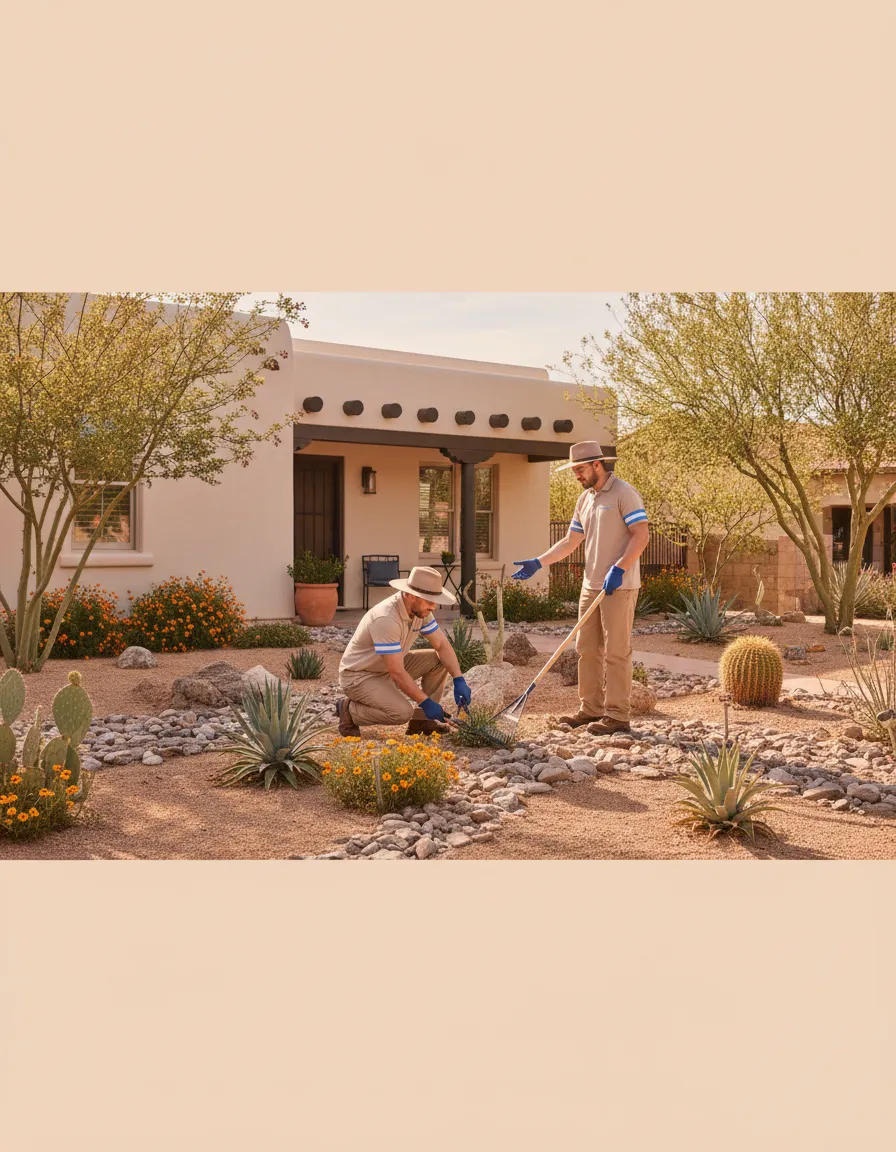 Landscaping professionals maintaining desert properties in Anthony