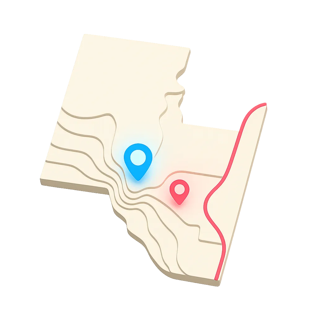 Stylized premium map illustration of the El Paso region highlighting coverage zones